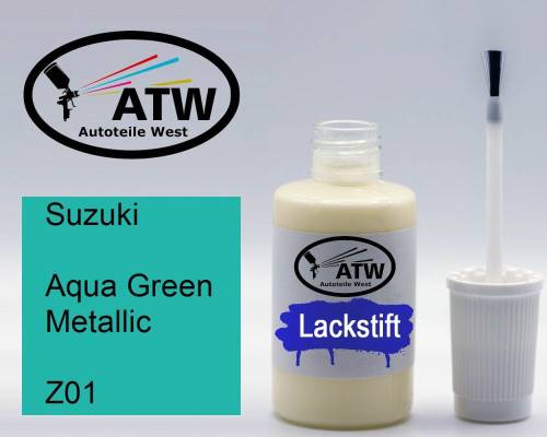 Suzuki, Aqua Green Metallic, Z01: 20ml Lackstift, von ATW Autoteile West.